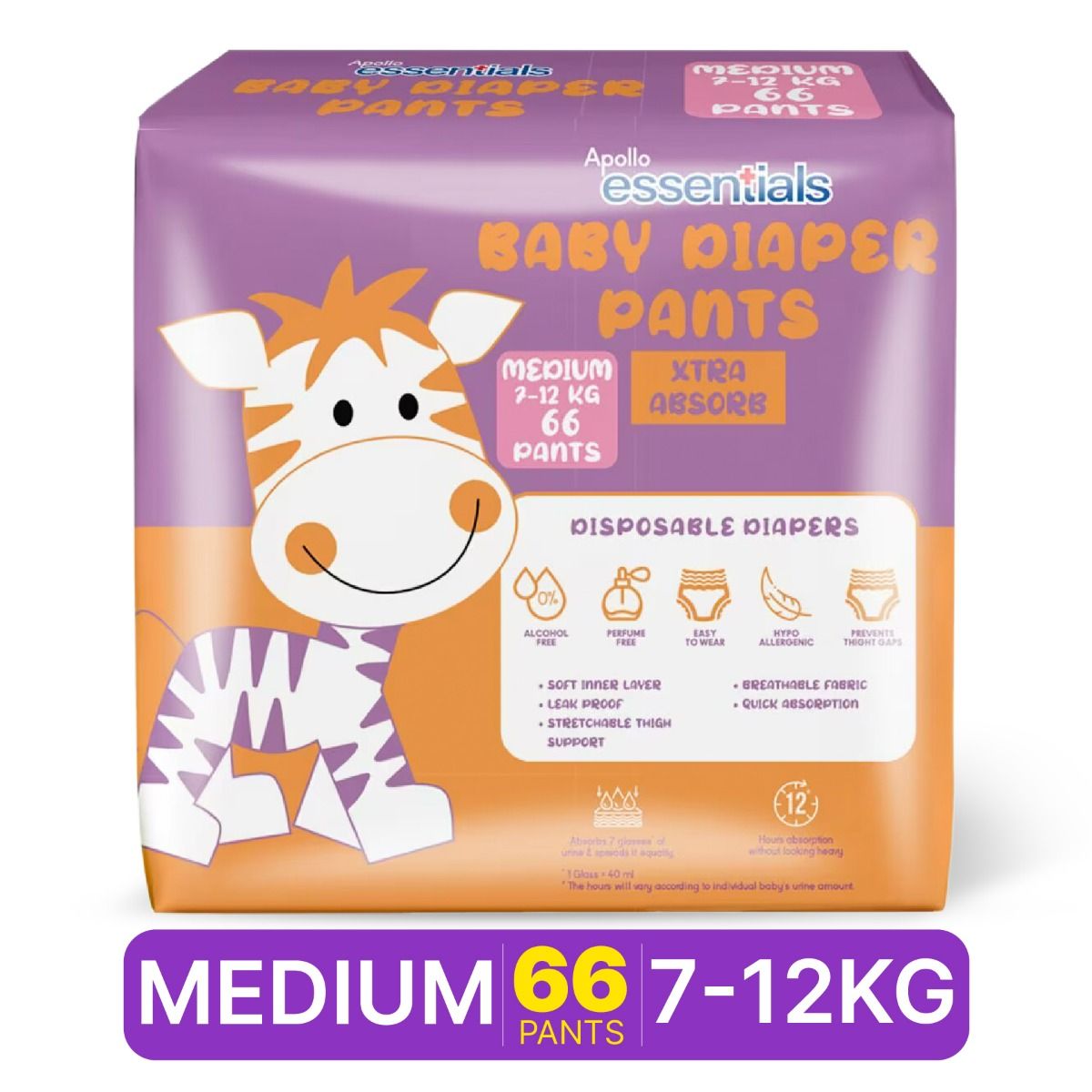 Buy Apollo Essentials Extra Absorb Baby Diaper Pants Medium, 66 Count Online