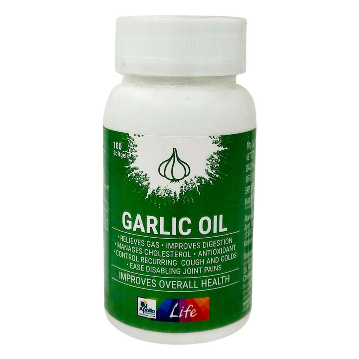 Buy Apollo Life Garlic Oil Softgel, 100 Capsules Online