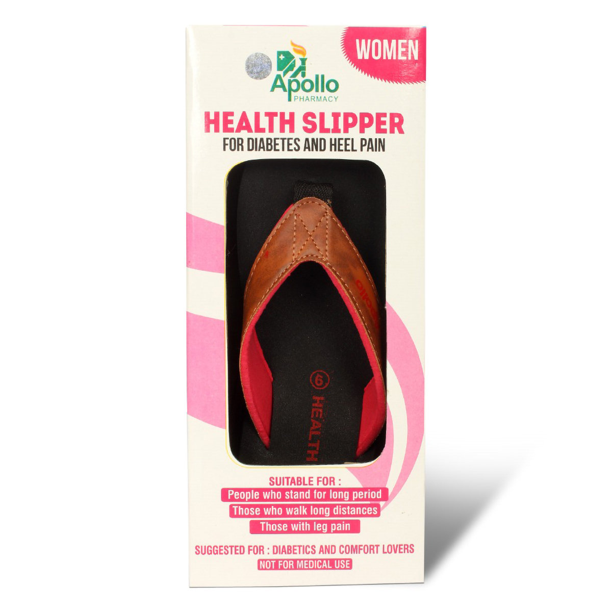 Apollo Pharmacy Diabetes & Heel Pain Health Slipper For Women, Size-6, 1 Pair, Pack of 1 Apollo Pharmacy Diabetes & Heel Pain Health Slipper For Women, Size-6, 1 Pair, Pack of 1
