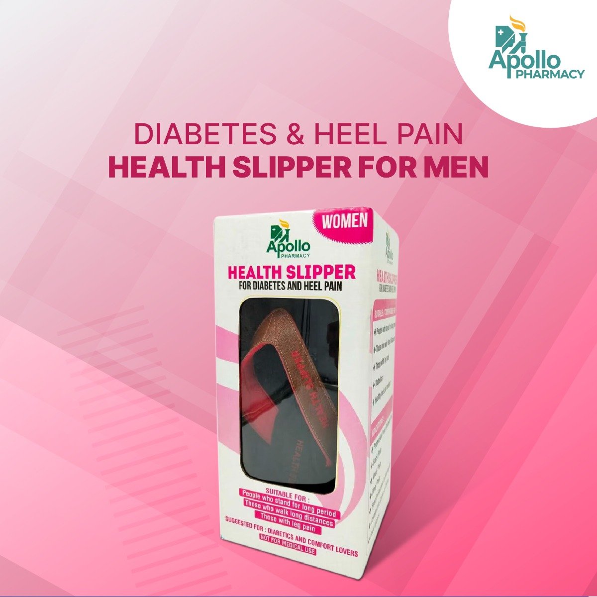 Apollo Pharmacy Diabetes & Heel Pain Health Slipper For Men, Size-11, 1 Pair, Pack of 1 Apollo Pharmacy Diabetes & Heel Pain Health Slipper For Men, Size-11, 1 Pair, Pack of 1