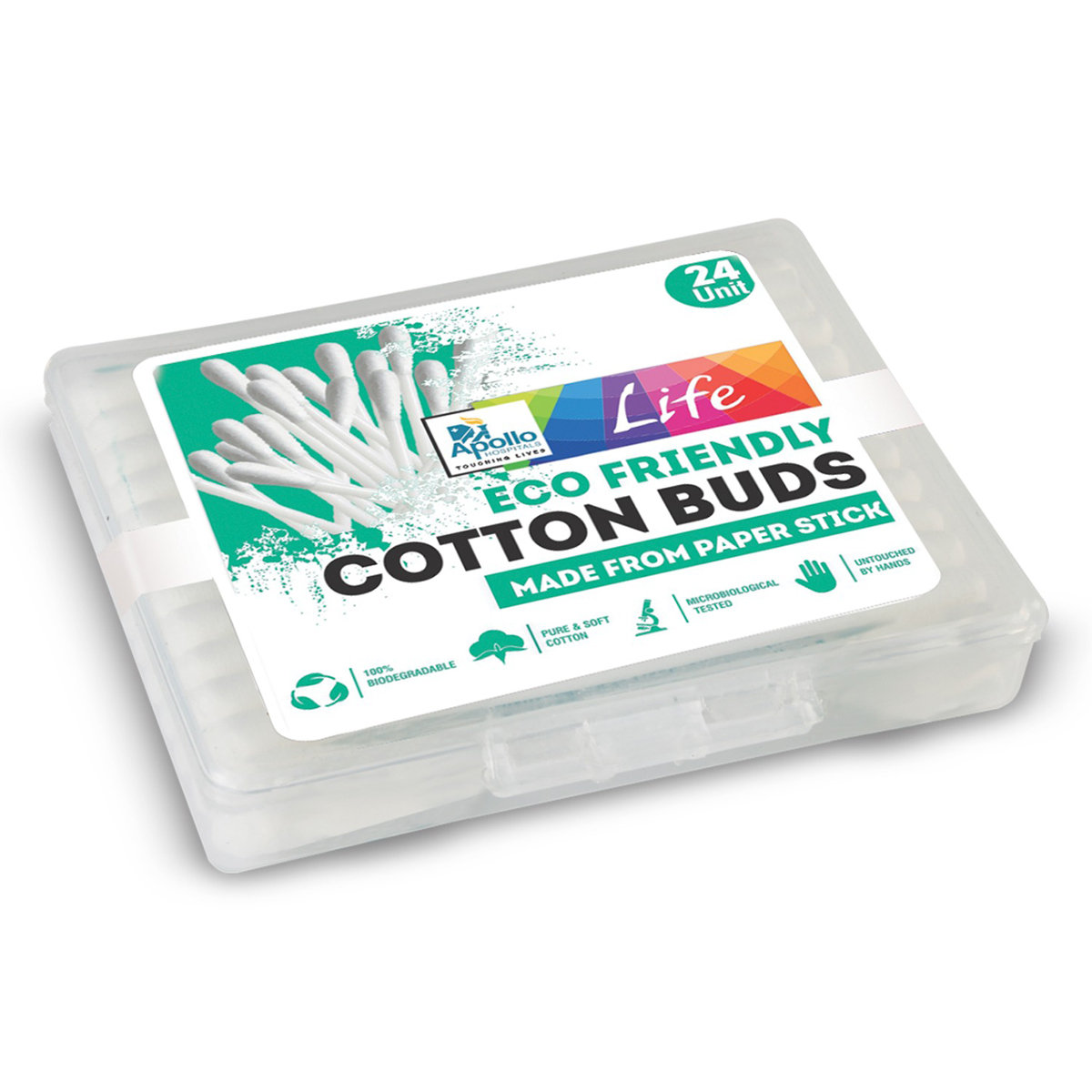 Apollo Life Eco Friendly Cotton Buds, 24 Count, Pack of 1 Apollo Life Eco Friendly Cotton Buds, 24 Count, Pack of 1