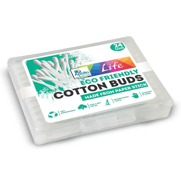 Apollo Life Eco Friendly Cotton Buds, 24 Count, Pack of 1