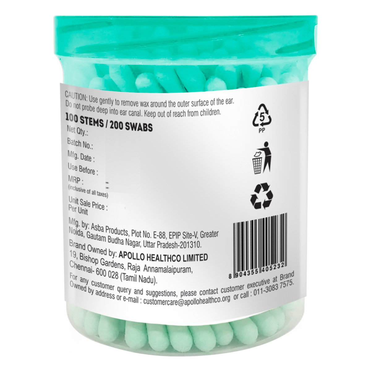 Apollo Life Eco Friendly Cotton Buds, 100 Count, Pack of 1 Apollo Life Eco Friendly Cotton Buds, 100 Count, Pack of 1