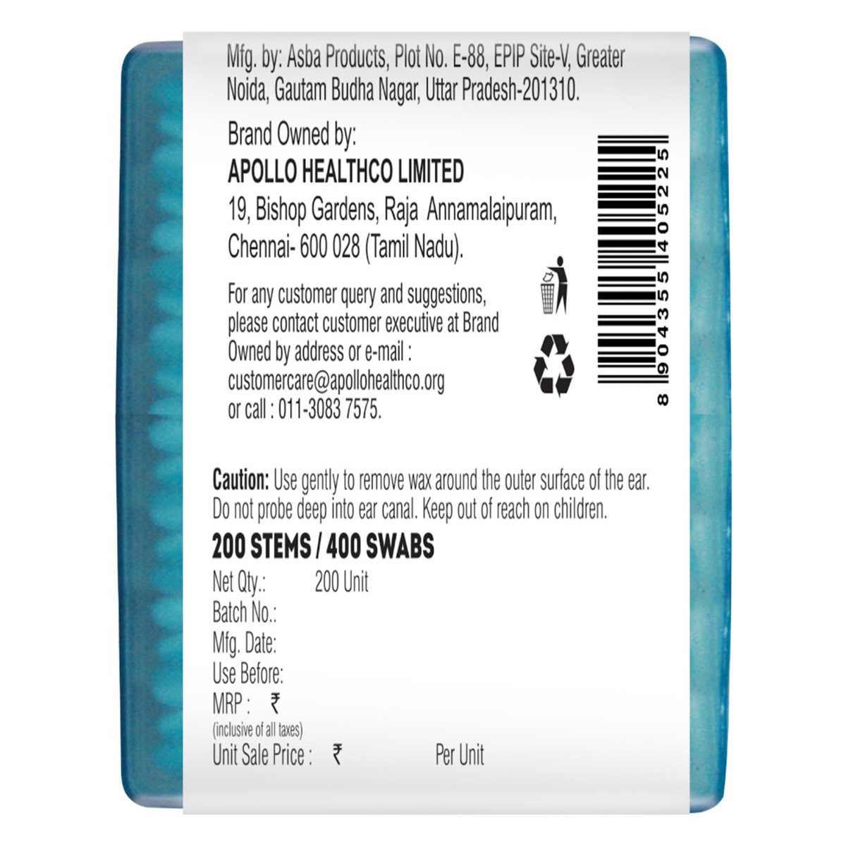 Apollo Life Eco Friendly Cotton Buds, 200 Count, Pack of 1 Apollo Life Eco Friendly Cotton Buds, 200 Count, Pack of 1