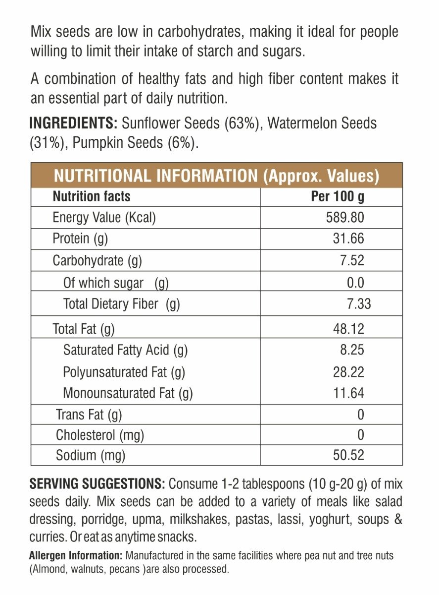 Apollo Pharmacy Mix Seeds, 100 gm, Pack of 1 Apollo Pharmacy Mix Seeds, 100 gm, Pack of 1