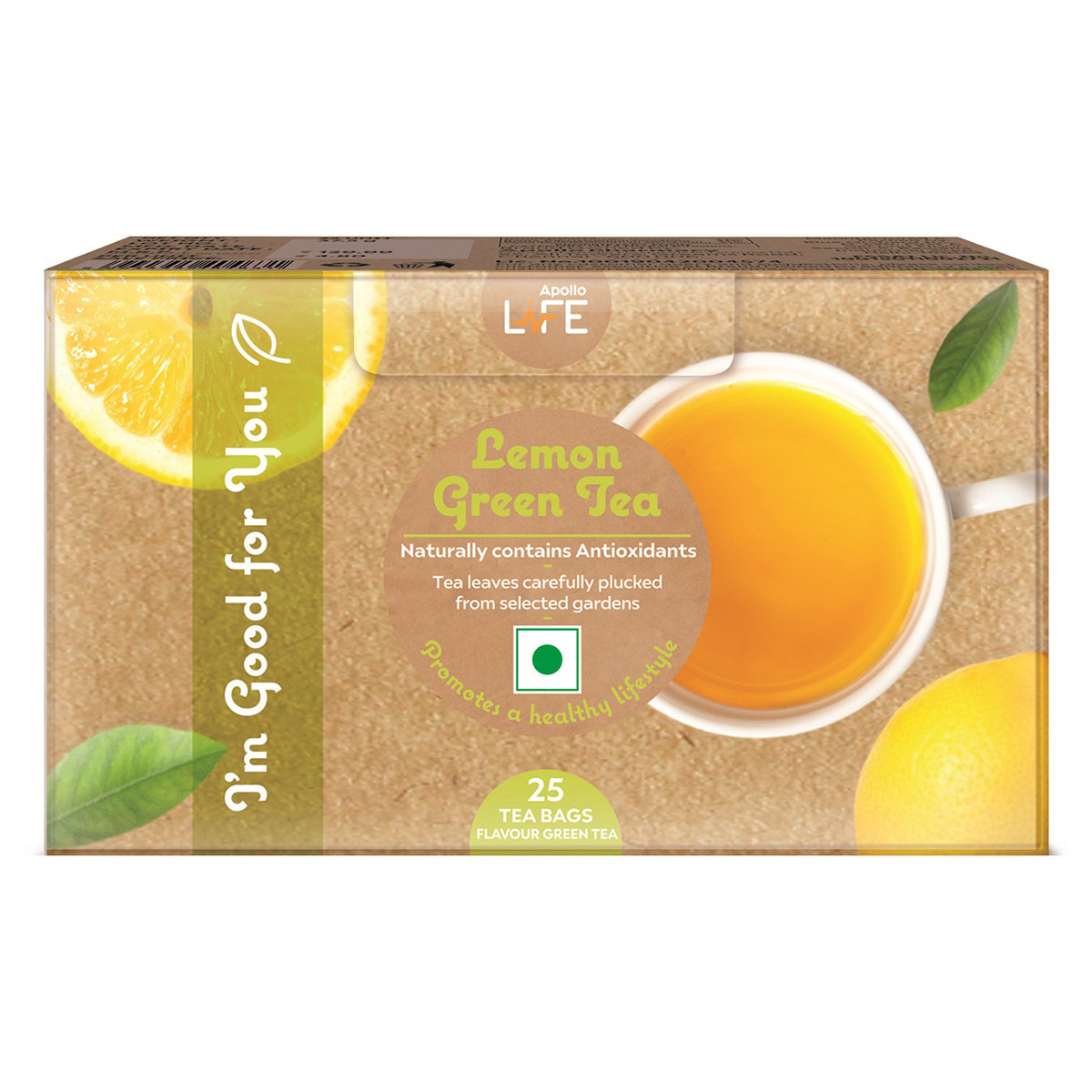 Apollo Life Lemon Green Tea Infusion Bags, 25 Count, Pack of 1 Apollo Life Lemon Green Tea Infusion Bags, 25 Count, Pack of 1