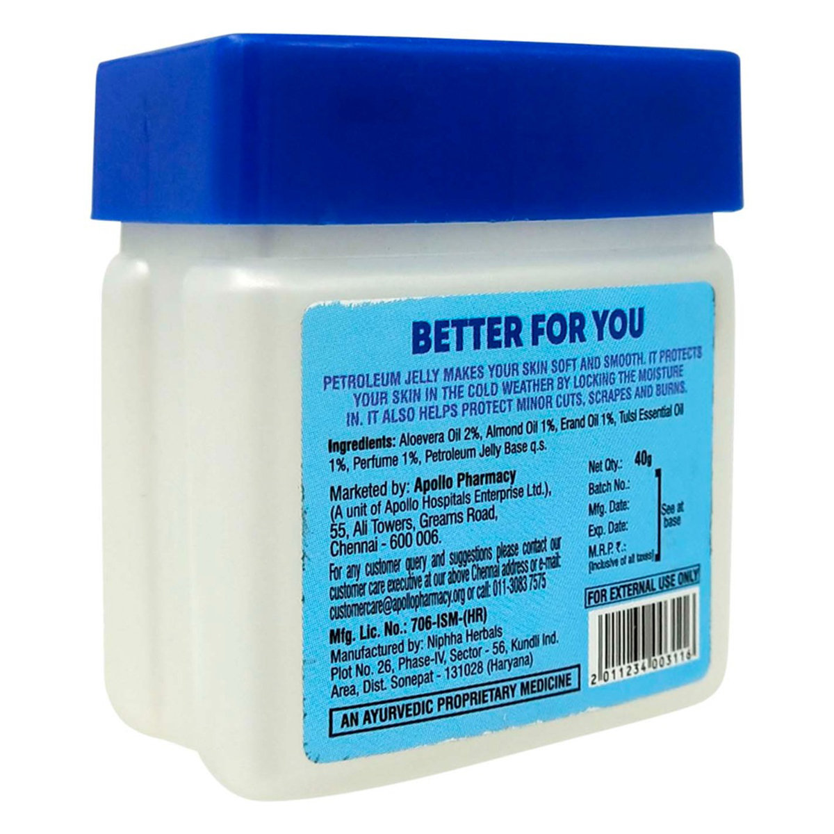 Apollo Life Petroleum Jelly, 40 gm, Pack of 1 Apollo Life Petroleum Jelly, 40 gm, Pack of 1
