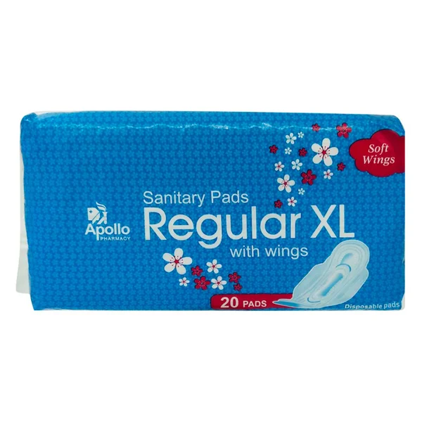 Apollo Pharmacy Regular Sanitary Pads XL, 20 Count, Pack of 1