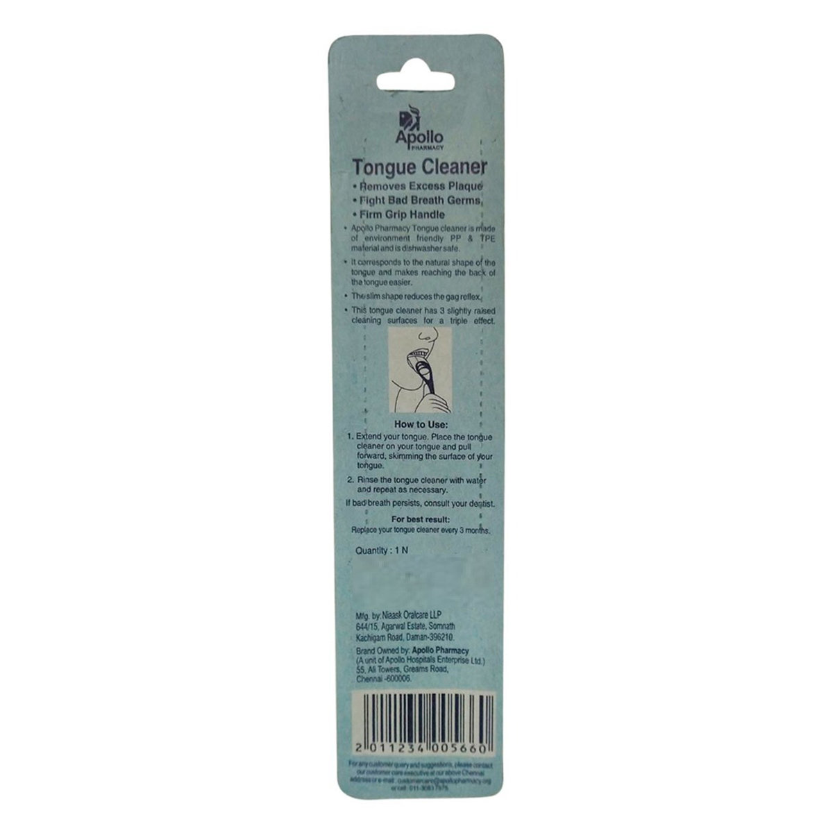 Apollo Pharmacy Tongue Cleaner, 1 Count, Pack of 1 Apollo Pharmacy Tongue Cleaner, 1 Count, Pack of 1