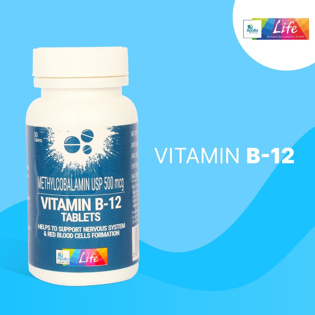 Apollo Life Vitamin B-12, 30 Tablets, Pack of 1 Apollo Life Vitamin B-12, 30 Tablets, Pack of 1