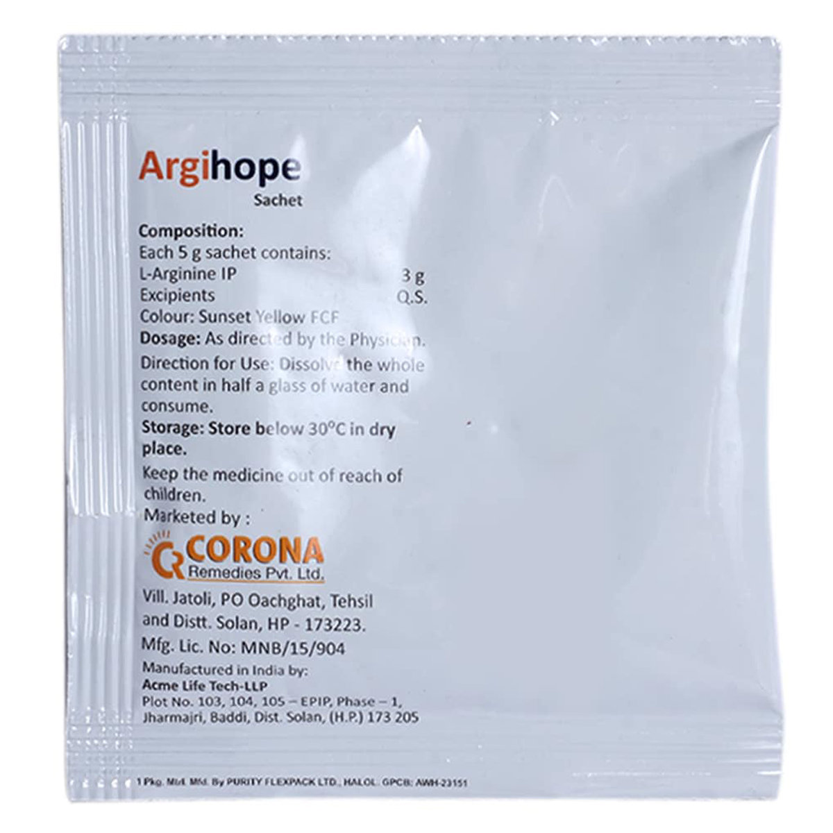 Argihope Sugar Free Orange Lemon Sachet 5 gm, Pack of 1 POWDER Argihope Sugar Free Orange Lemon Sachet 5 gm, Pack of 1 POWDER