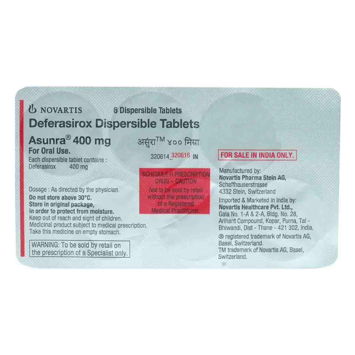 Asunra 400 mg Tablet 6's, Pack of 6 TABLETS Asunra 400 mg Tablet 6's, Pack of 6 TABLETS