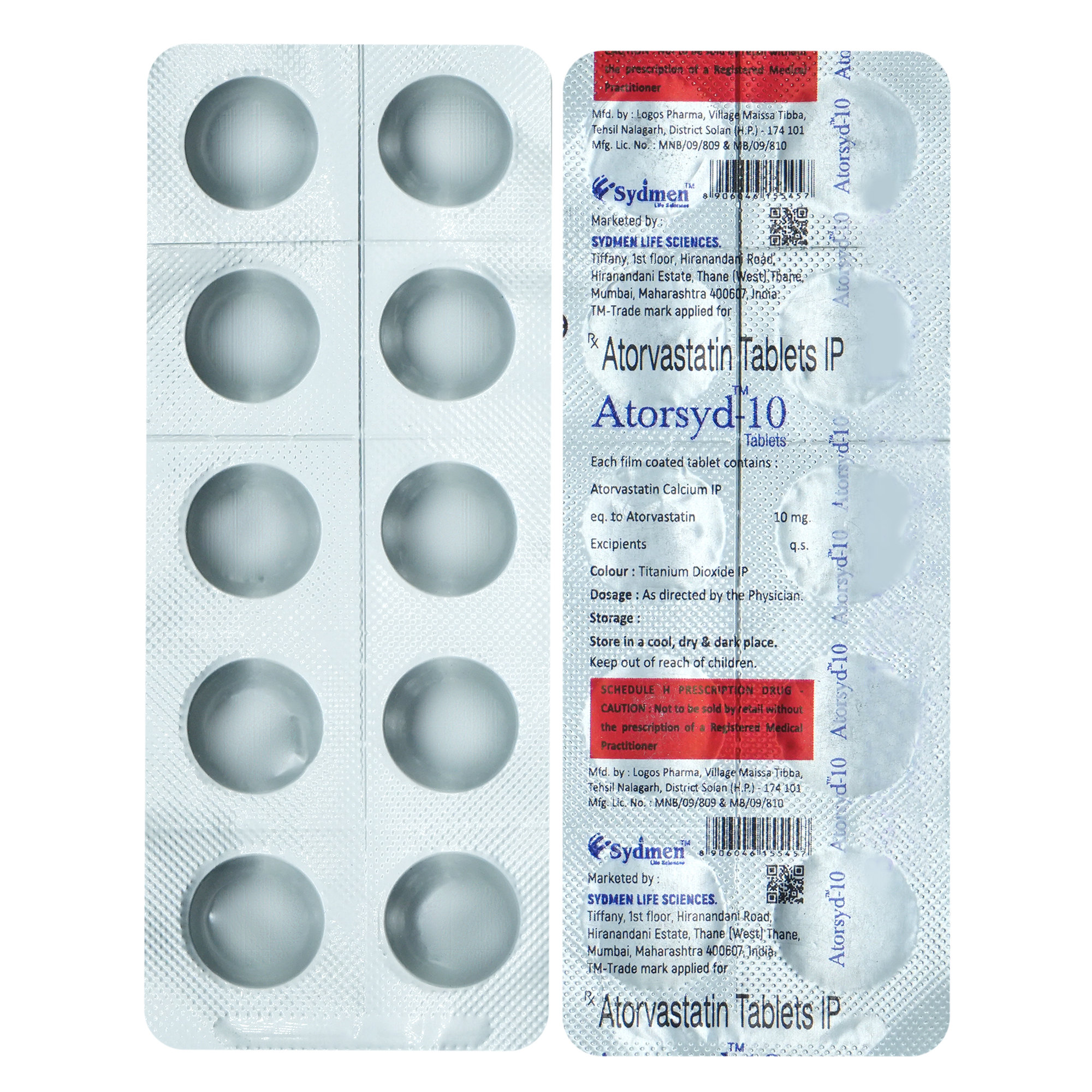 ATORSYD 10MG TABLET, Pack of 10 TABLETS ATORSYD 10MG TABLET, Pack of 10 TABLETS