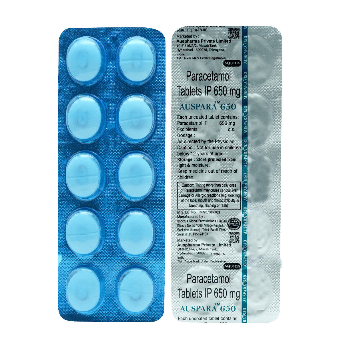 Auspara 650 Tablet 10's, Pack of 10 TabletS Auspara 650 Tablet 10's, Pack of 10 TabletS