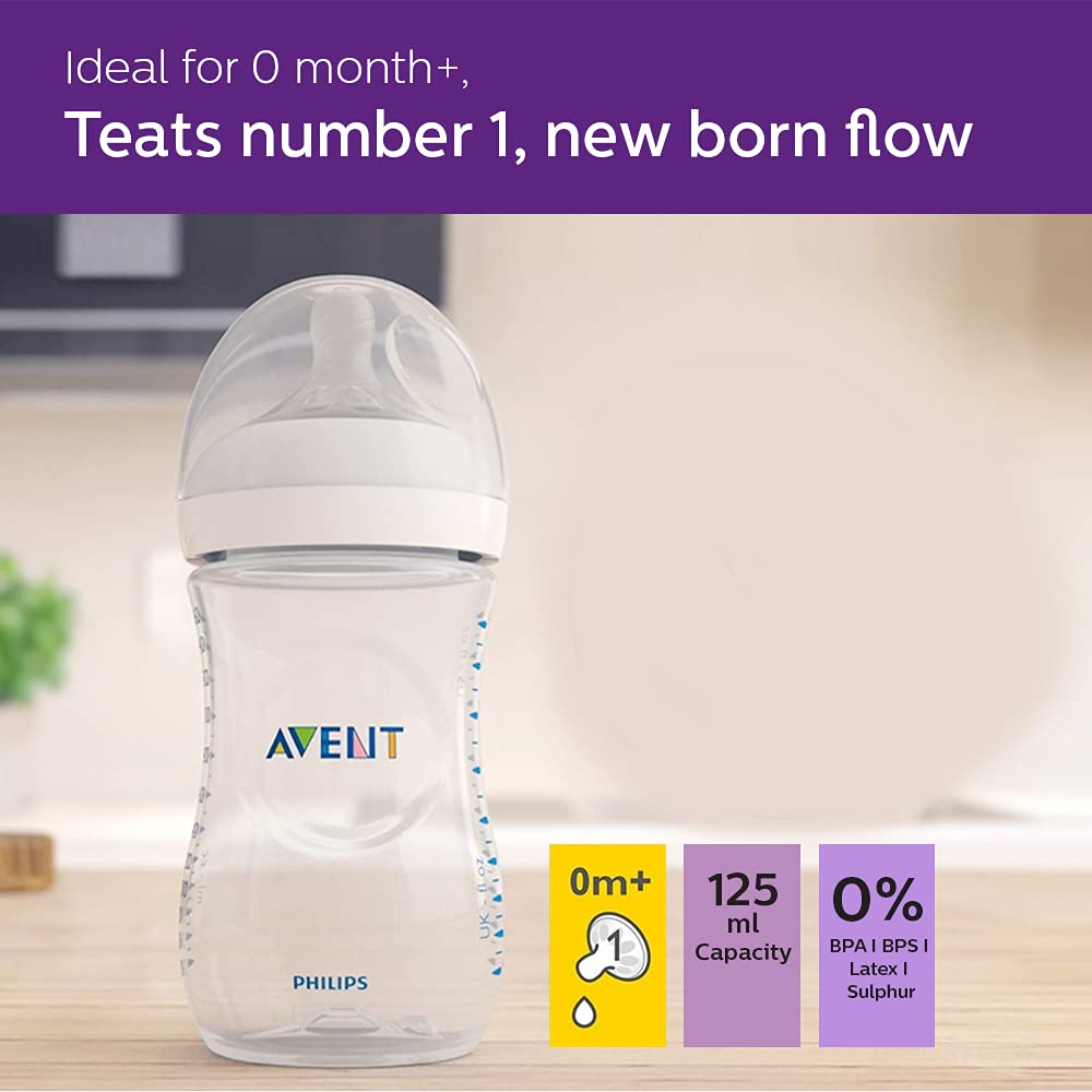 Philips Avent Natural Feeding Bottle, 125 ml, Pack of 1 Philips Avent Natural Feeding Bottle, 125 ml, Pack of 1