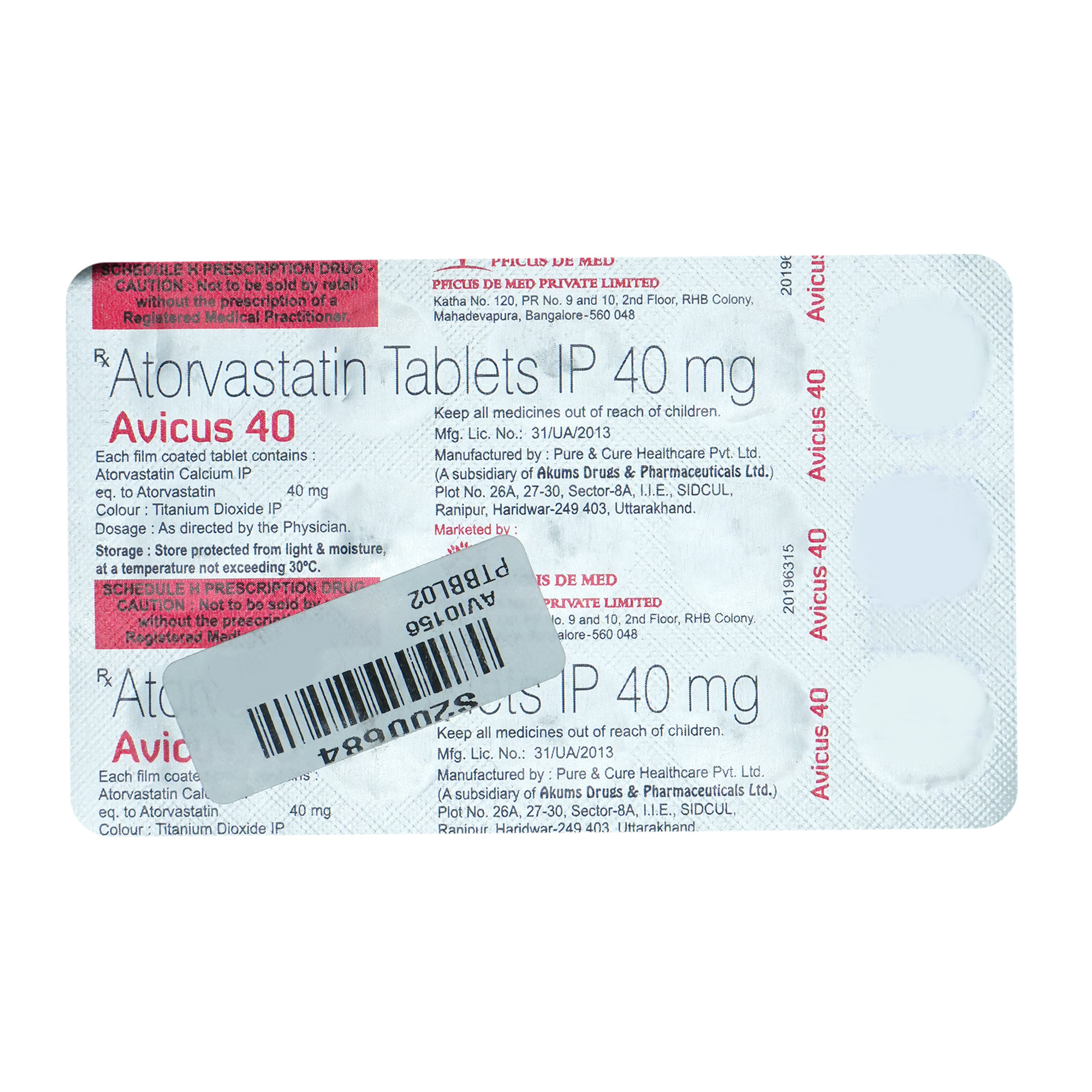 Avicus 40 mg Tablet 15's, Pack of 15 TabletS Avicus 40 mg Tablet 15's, Pack of 15 TabletS