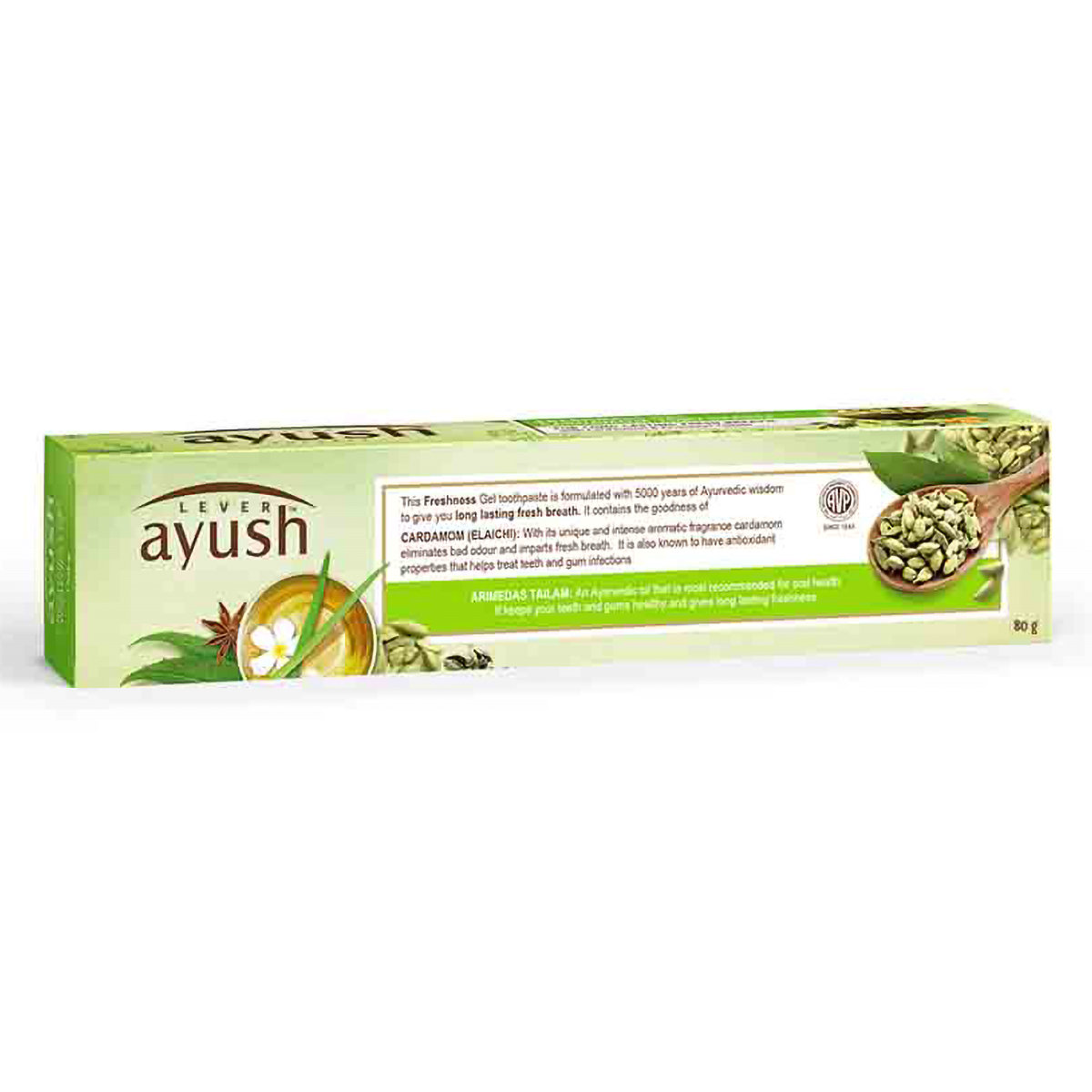 Lever Ayush Freshness Gel Cardamom Toothpaste, 80 gm, Pack of 1 Lever Ayush Freshness Gel Cardamom Toothpaste, 80 gm, Pack of 1