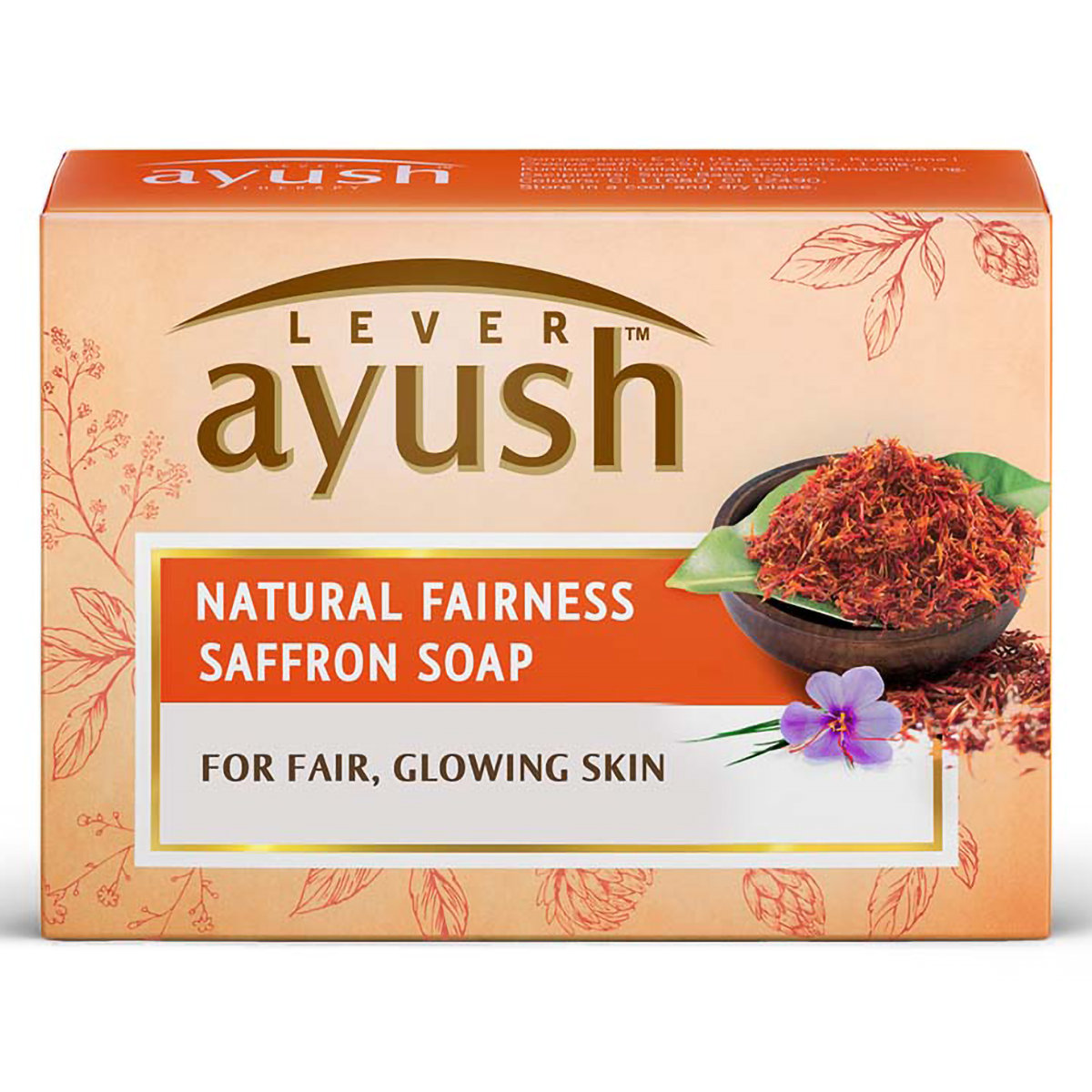 Lever Ayush Natural Fairness Saffron Soap 100 gm | With Saffron & Kumkumadi Tailam | Gives Natural Fairness | Improves Skin Complexion | For Fair & Glowing Skin, Pack of 1 Lever Ayush Natural Fairness Saffron Soap 100 gm | With Saffron & Kumkumadi Tailam | Gives Natural Fairness | Improves Skin Complexion | For Fair & Glowing Skin, Pack of 1