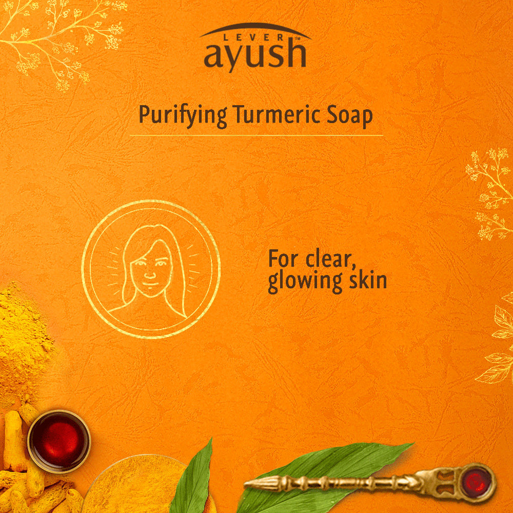 Lever Ayush Purifying Turmeric Soap, 400 gm (4x100 gm), Pack of 1 Lever Ayush Purifying Turmeric Soap, 400 gm (4x100 gm), Pack of 1