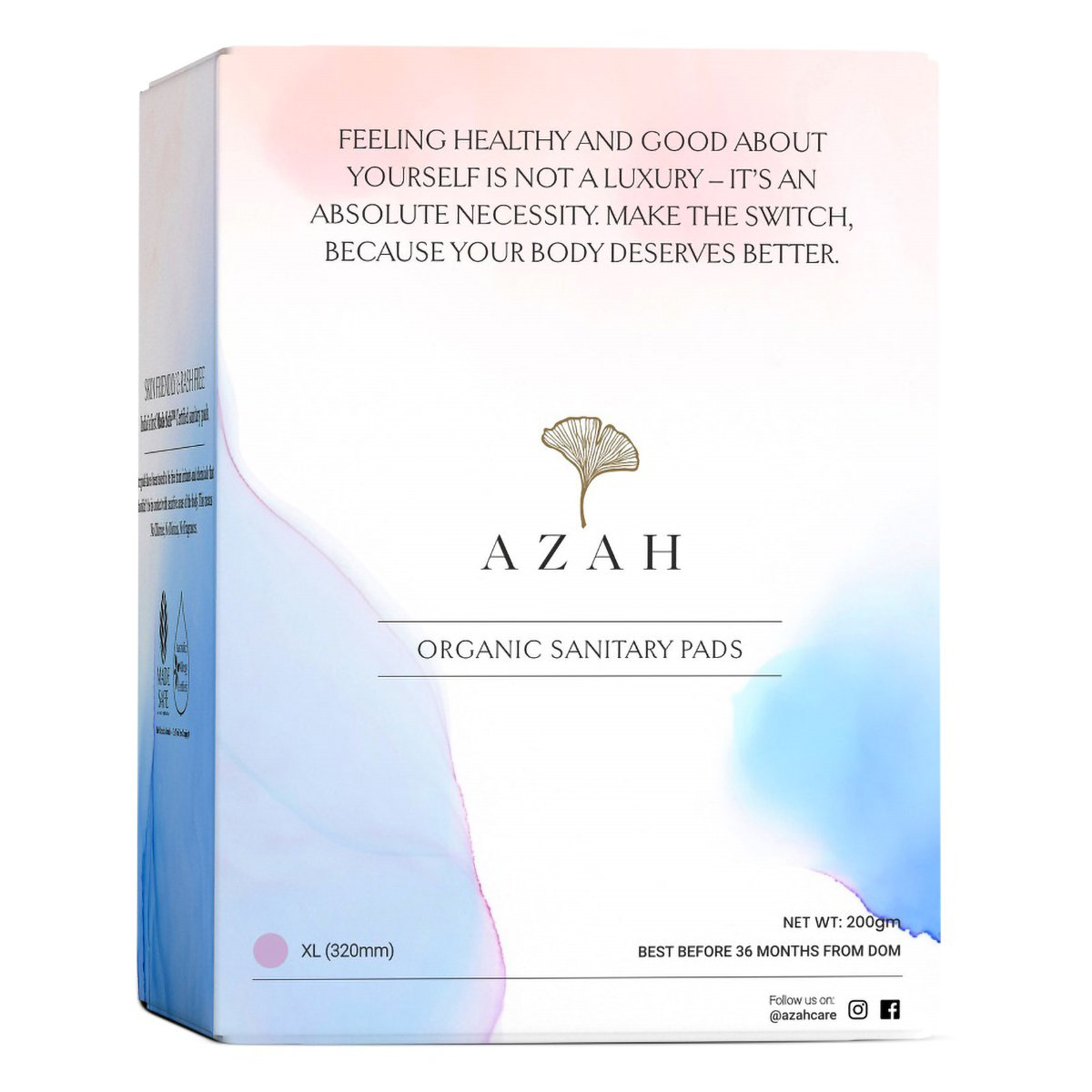Azah Organic Sanitary Pads XL, 8 Count, Pack of 1 Azah Organic Sanitary Pads XL, 8 Count, Pack of 1
