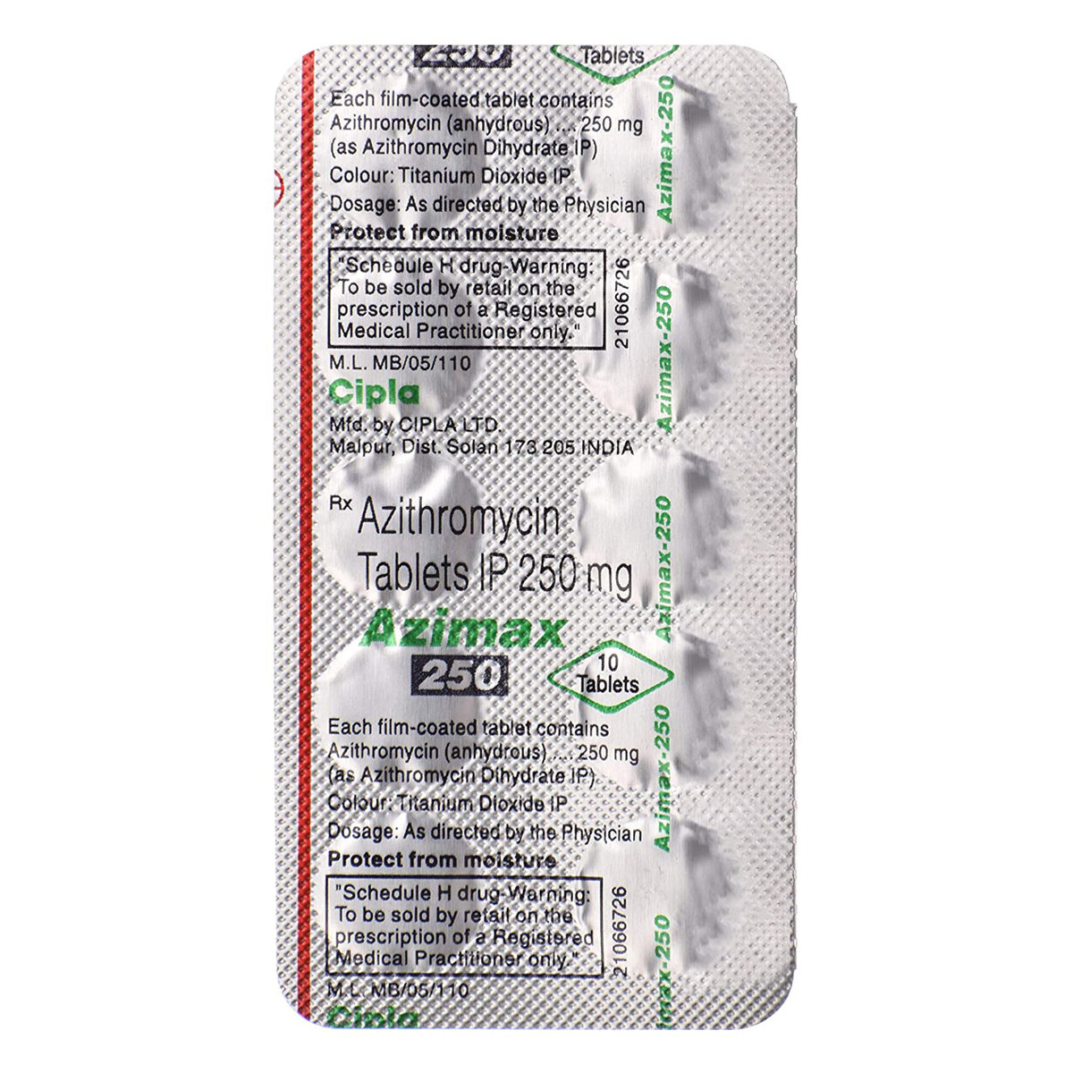 Azimax 250 Tablet 10's, Pack of 10 TabletS Azimax 250 Tablet 10's, Pack of 10 TabletS