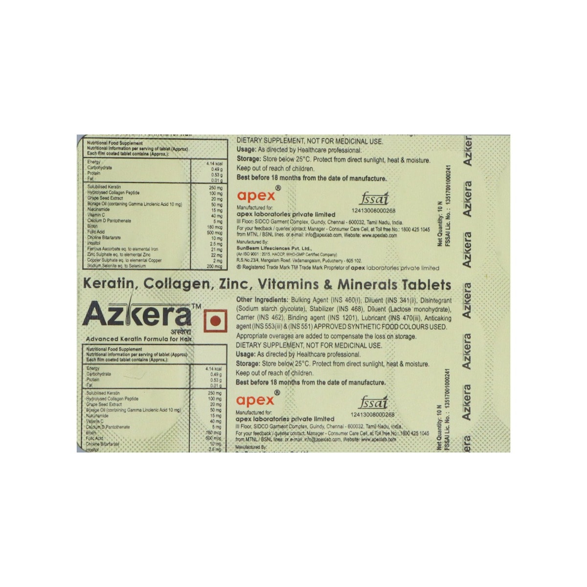 Azkera Tablet 10's, Pack of 10 Azkera Tablet 10's, Pack of 10