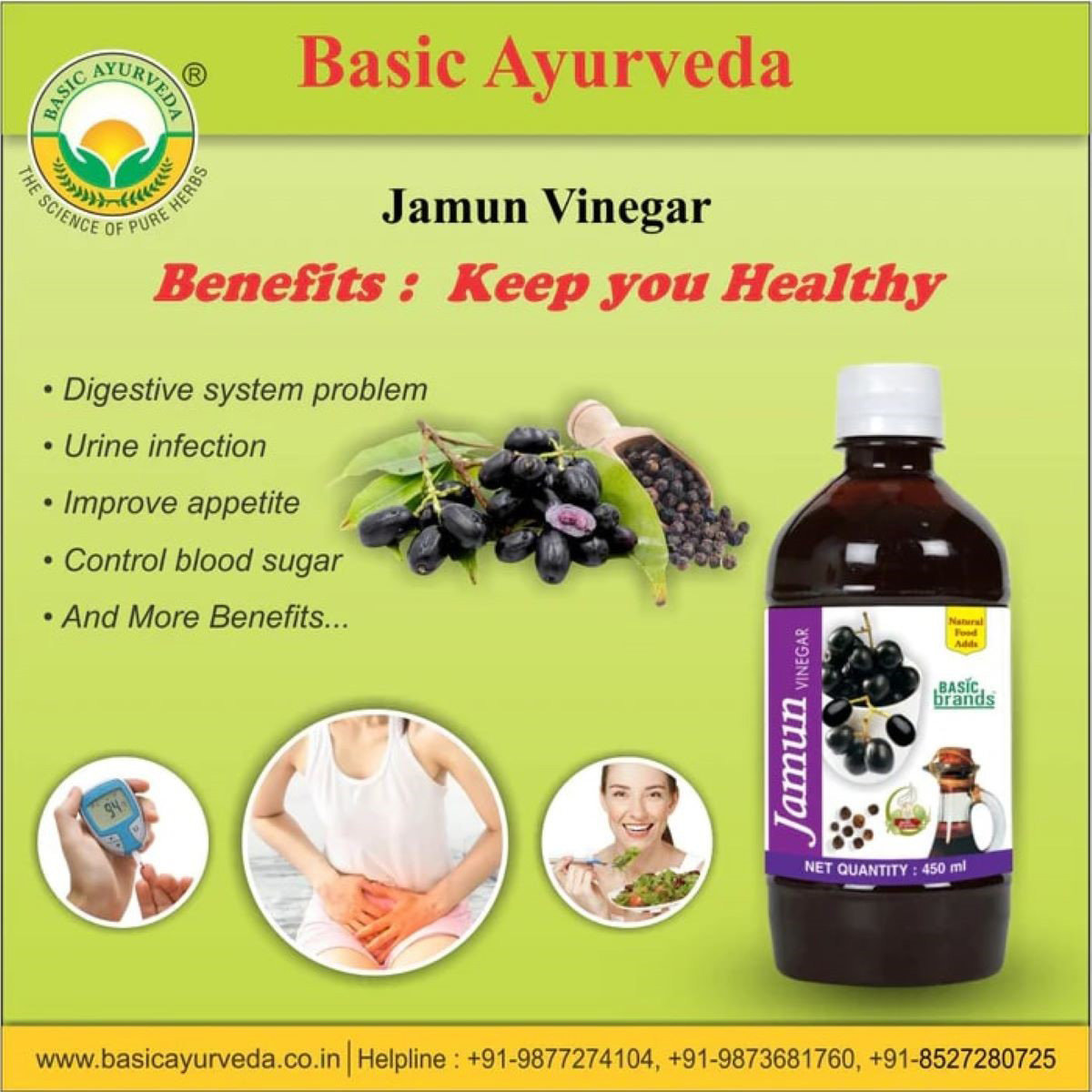 Basic Ayurveda Jamun Vinegar, 450 ml, Pack of 1 Basic Ayurveda Jamun Vinegar, 450 ml, Pack of 1