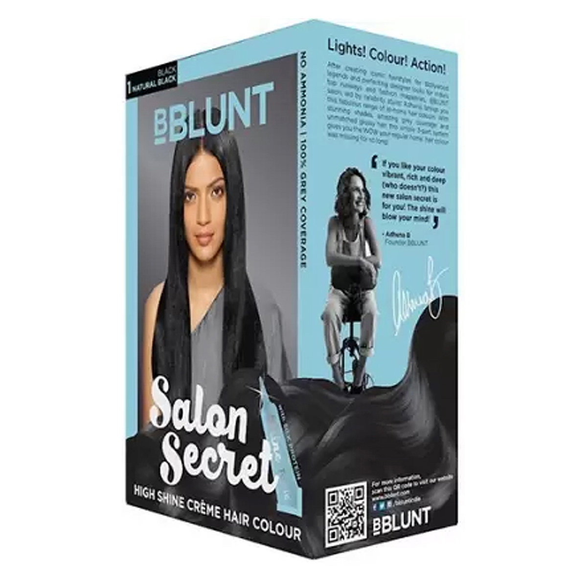 BBLUNT Salon Secret High Shine Creme Hair Colour , Black Natural Black 1, 100 gm with Shine Tonic, 8 ml, Pack of 1 BBLUNT Salon Secret High Shine Creme Hair Colour , Black Natural Black 1, 100 gm with Shine Tonic, 8 ml, Pack of 1
