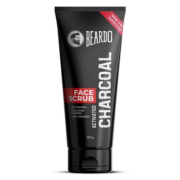 Beardo Activated Charcoal Face Scrub 100 gm | Activated Charcoal, Almond Oil | Gently Exfoliates | Remove Dead Cells &amp; Blackheads | Controls Oil &amp; Acne | Gives Clear &amp; Glowing Skin | For Men | For All Skin Type, Pack of 1
