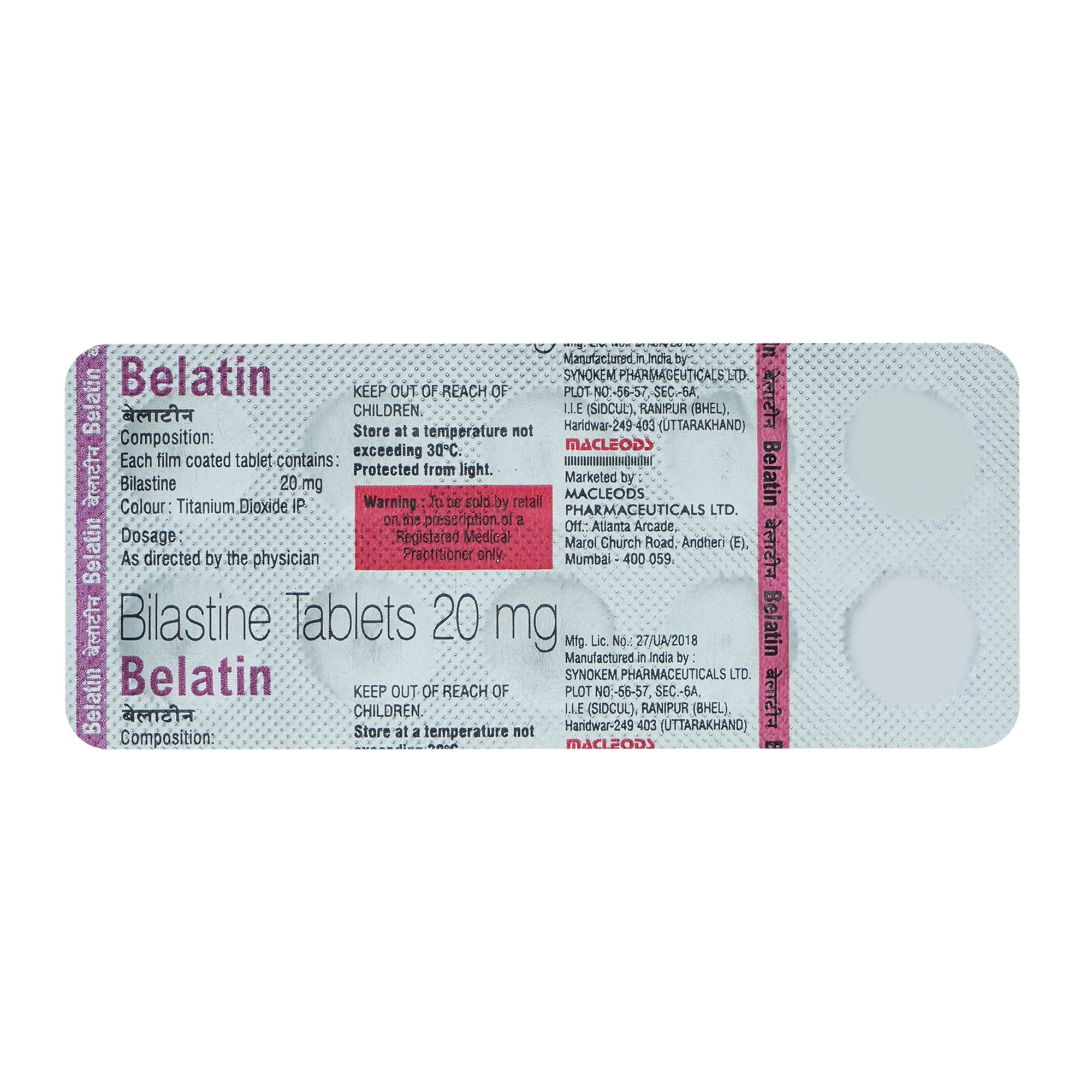 Belatin 20Mg Tablet 10'S, Pack of 10 TabletS Belatin 20Mg Tablet 10'S, Pack of 10 TabletS