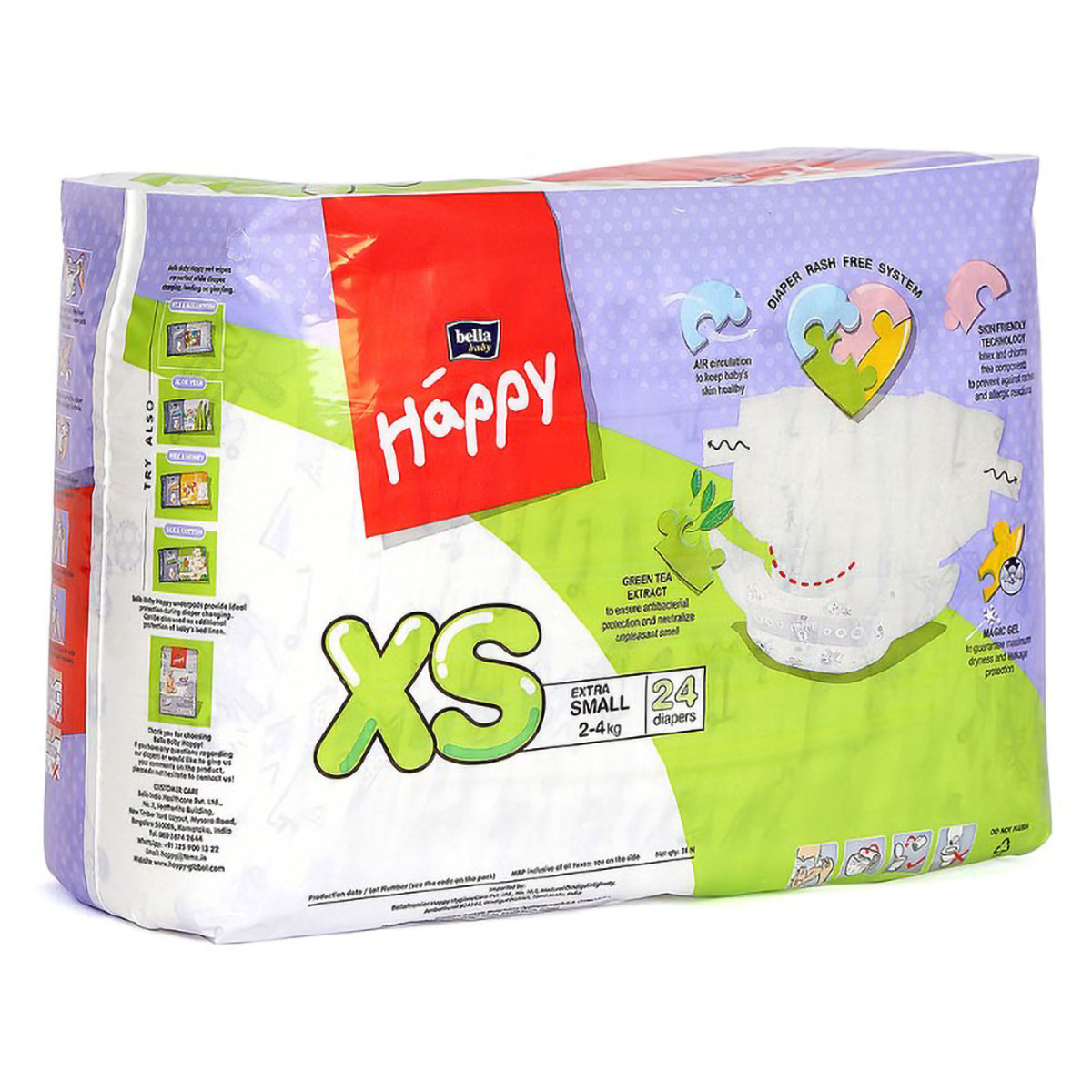 Bella Baby Happy Diapers XS, 24 Count, Pack of 1 Bella Baby Happy Diapers XS, 24 Count, Pack of 1