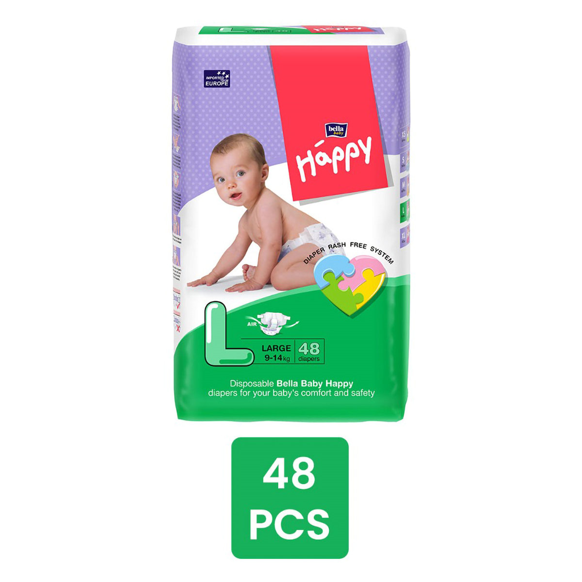 Bella Baby Happy Diapers Large, 48 Count, Pack of 1 Bella Baby Happy Diapers Large, 48 Count, Pack of 1