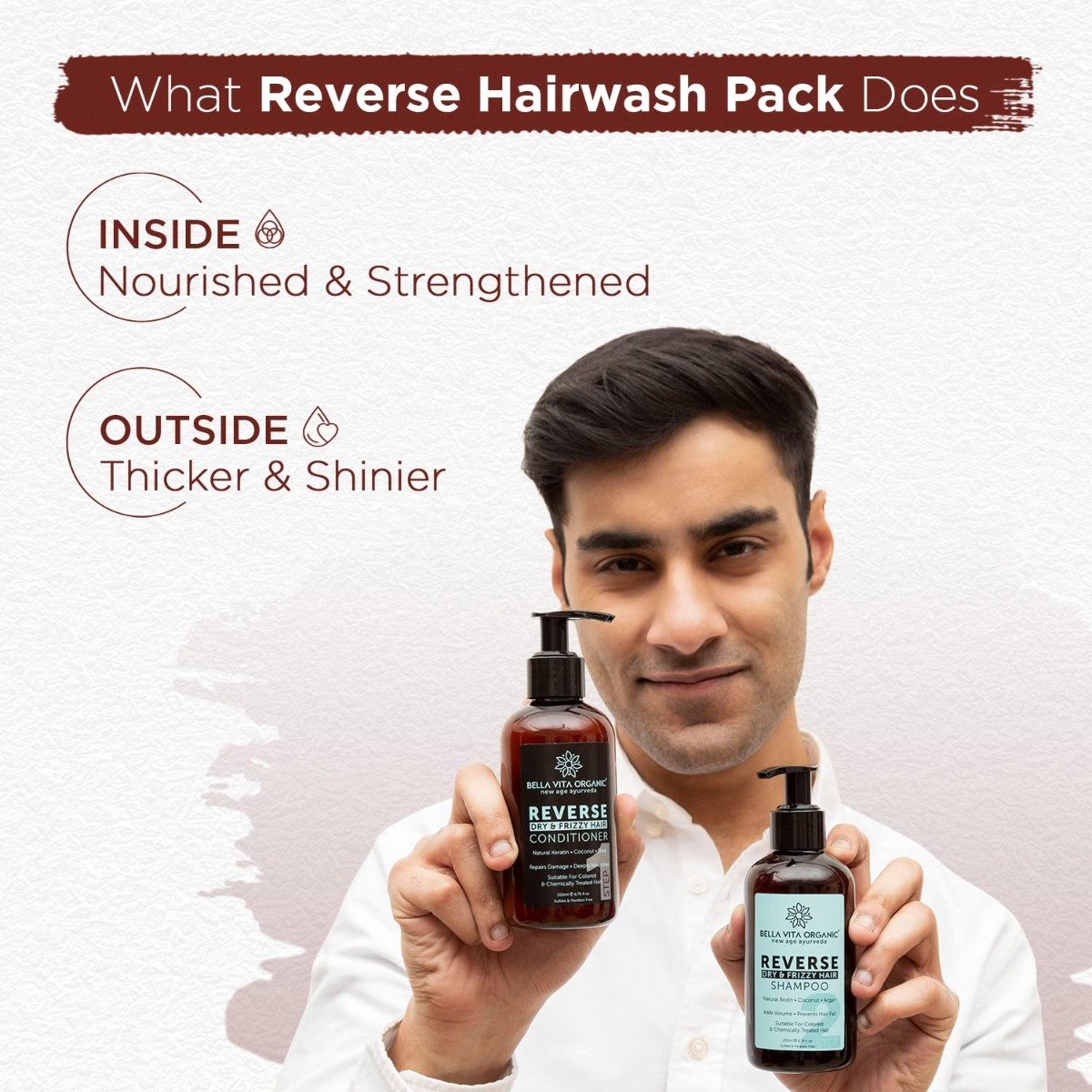 Bella Vita Organic Reverse Hairwash Conditioner + Shampoo, 200 ml Each, Pack of 1 Bella Vita Organic Reverse Hairwash Conditioner + Shampoo, 200 ml Each, Pack of 1