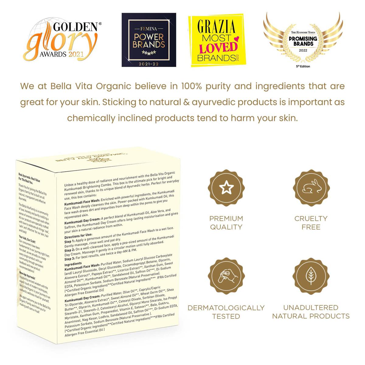 Bella Vita Kumkumadi Fw 100Ml+Day Crm 50G (Combo), Pack of 1 Bella Vita Kumkumadi Fw 100Ml+Day Crm 50G (Combo), Pack of 1