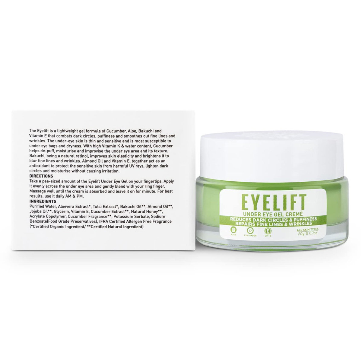 Bella Vita Organic EyeLift Under Eye Cream Gel 20 gm | Aloevera, Cucumber & Vitamin E | Reduces Dark Circles, Puffiness & Appearance Of Finelines & Wrinkles | For Men & Women | For All Skin Type, Pack of 1 Bella Vita Organic EyeLift Under Eye Cream Gel 20 gm | Aloevera, Cucumber & Vitamin E | Reduces Dark Circles, Puffiness & Appearance Of Finelines & Wrinkles | For Men & Women | For All Skin Type, Pack of 1
