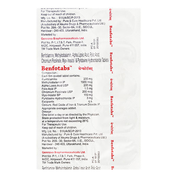 Buy Benfotabs Tablet 10's Online