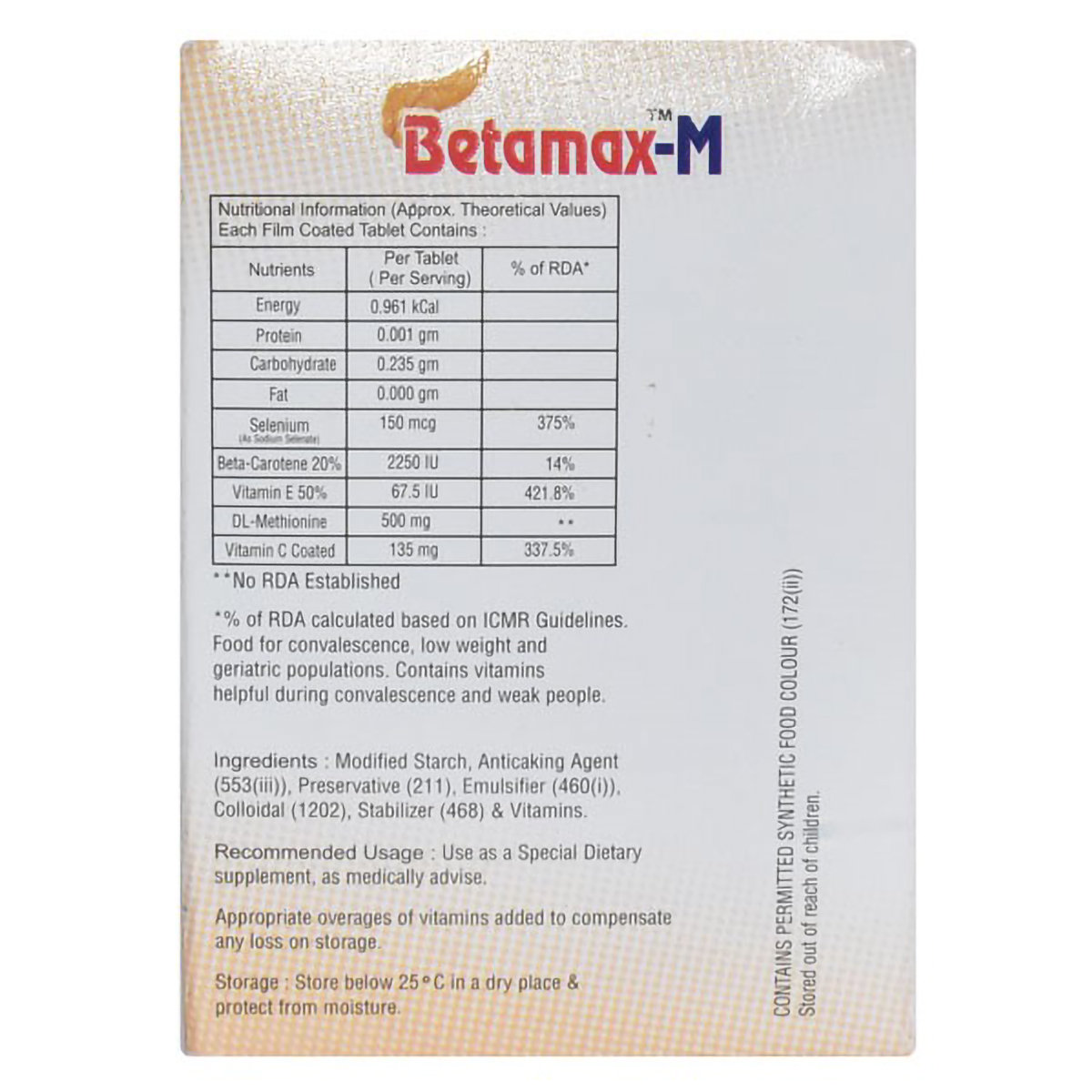Betamax-M Tablet 10's, Pack of 10 TABLETS Betamax-M Tablet 10's, Pack of 10 TABLETS