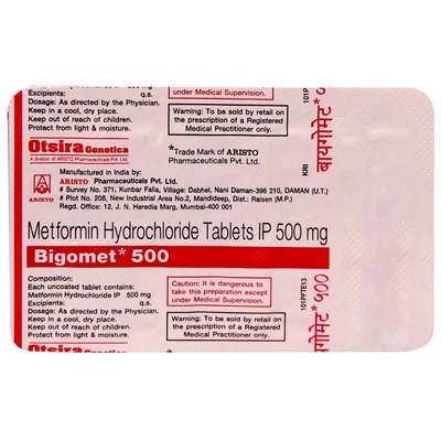 Bigomet 500 Tablet 10's, Pack of 10 TABLETS