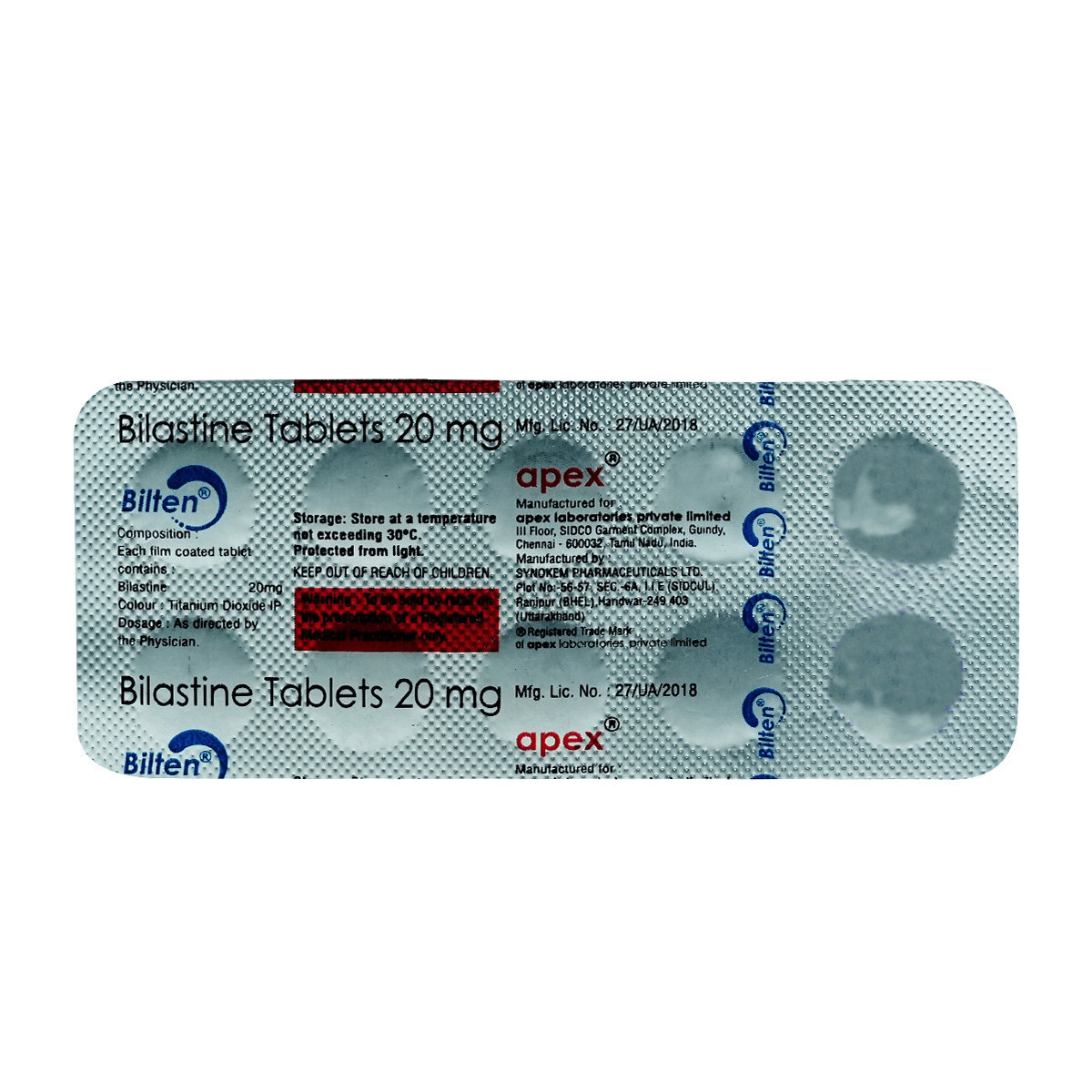 Bilten 20 mg Tablet 10's, Pack of 10 TabletS Bilten 20 mg Tablet 10's, Pack of 10 TabletS