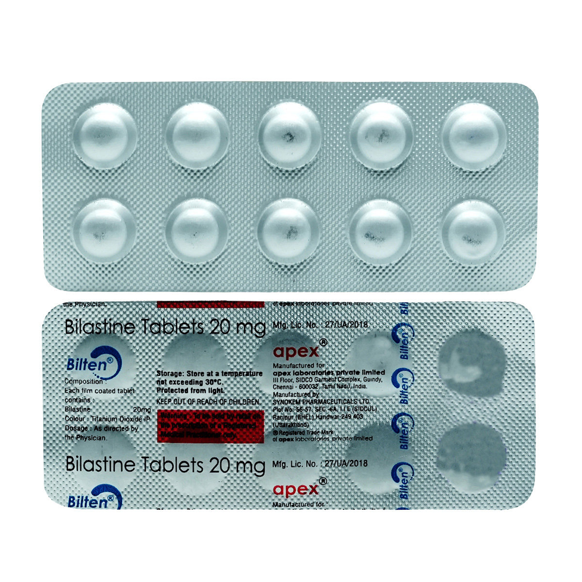 Bilten 20 mg Tablet 10's, Pack of 10 TabletS Bilten 20 mg Tablet 10's, Pack of 10 TabletS