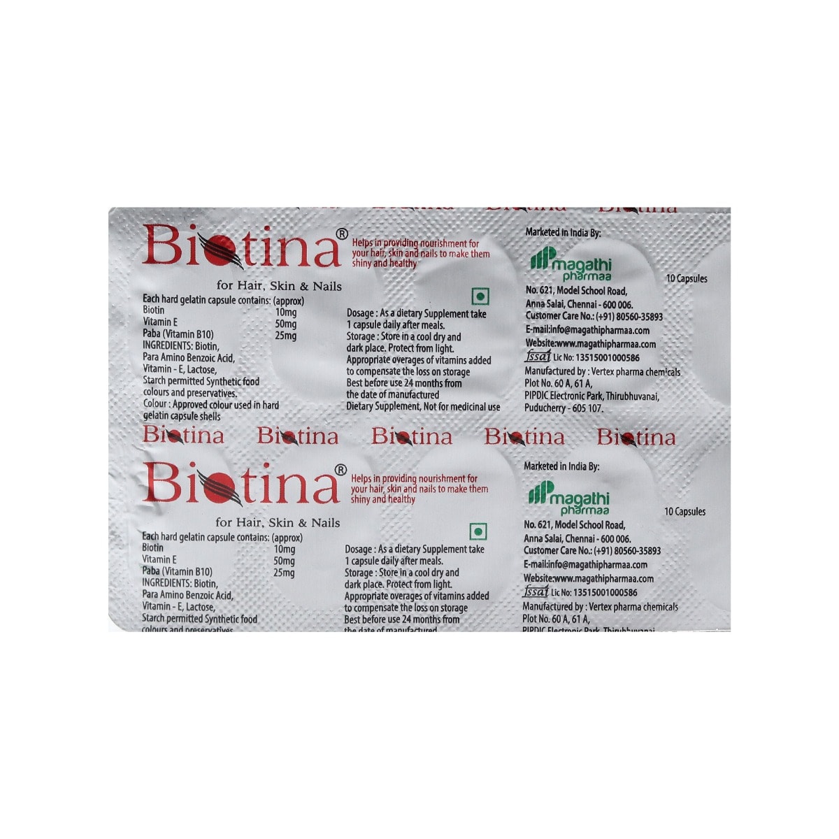 Biotina Capsule 10's, Pack of 10 CapsuleS Biotina Capsule 10's, Pack of 10 CapsuleS
