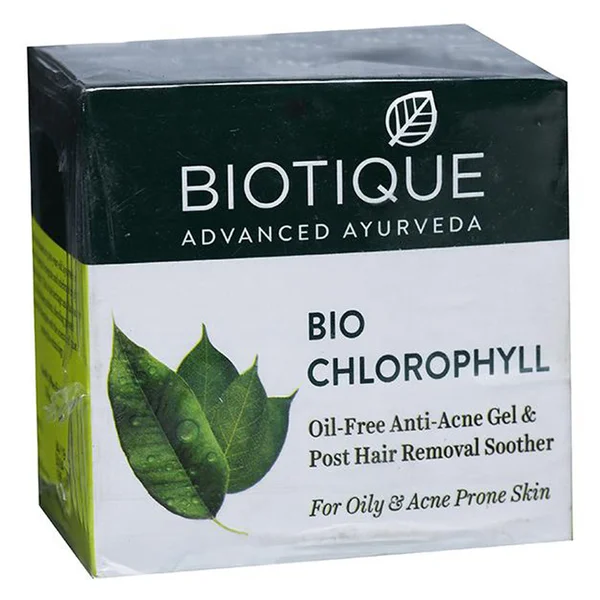 Biotique Bio Chlorophyll Oil Free Anti-Acne Gel 50 gm | Extract Of Aloevera, Seaweed, Sea Algae &amp; Gum | Control Pimples | Removes Blemishes | For Oily &amp; Acne Prone Skin, Pack of 1