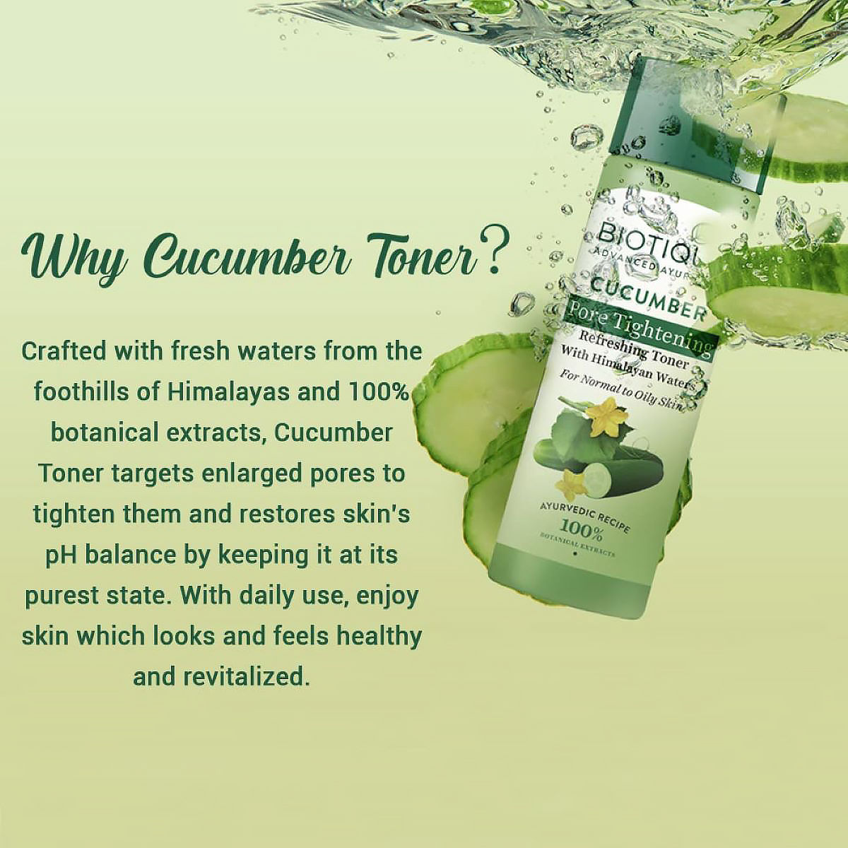 Biotique Cucumber Pore Tightening Refreshing Toner 120 ml | Cucumber, Himalayan Water | Helps In Pore Tightening | Reduces Dark Spots | Prevents Pimples | 100% Botanical Extracts | For Normal To Oily Skin, Pack of 1 Biotique Cucumber Pore Tightening Refreshing Toner 120 ml | Cucumber, Himalayan Water | Helps In Pore Tightening | Reduces Dark Spots | Prevents Pimples | 100% Botanical Extracts | For Normal To Oily Skin, Pack of 1