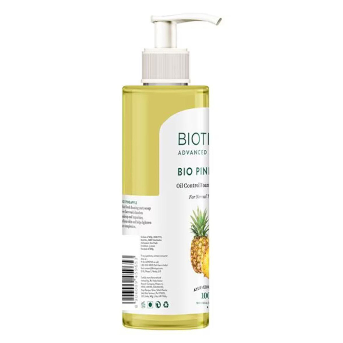 Biotique Bio Pineapple Oil Control Foaming Face Wash 200 ml | Pineapple, Wild Turmeric & Neem Leaves | Removes Makeup & Impurities | Lightens Skin Complexion | Softens Skin | 100% Botanical Extracts | For Normal To Oily Skin, Pack of 1 Biotique Bio Pineapple Oil Control Foaming Face Wash 200 ml | Pineapple, Wild Turmeric & Neem Leaves | Removes Makeup & Impurities | Lightens Skin Complexion | Softens Skin | 100% Botanical Extracts | For Normal To Oily Skin, Pack of 1