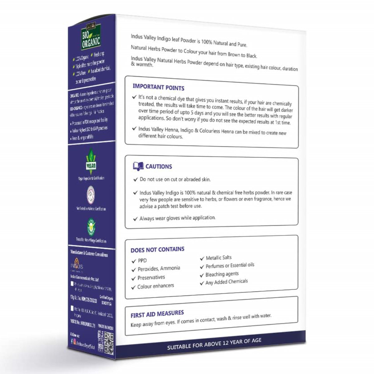 Indus Valley Bio Organic Indigo Leaf Powder, 100 gm, Pack of 1 Indus Valley Bio Organic Indigo Leaf Powder, 100 gm, Pack of 1