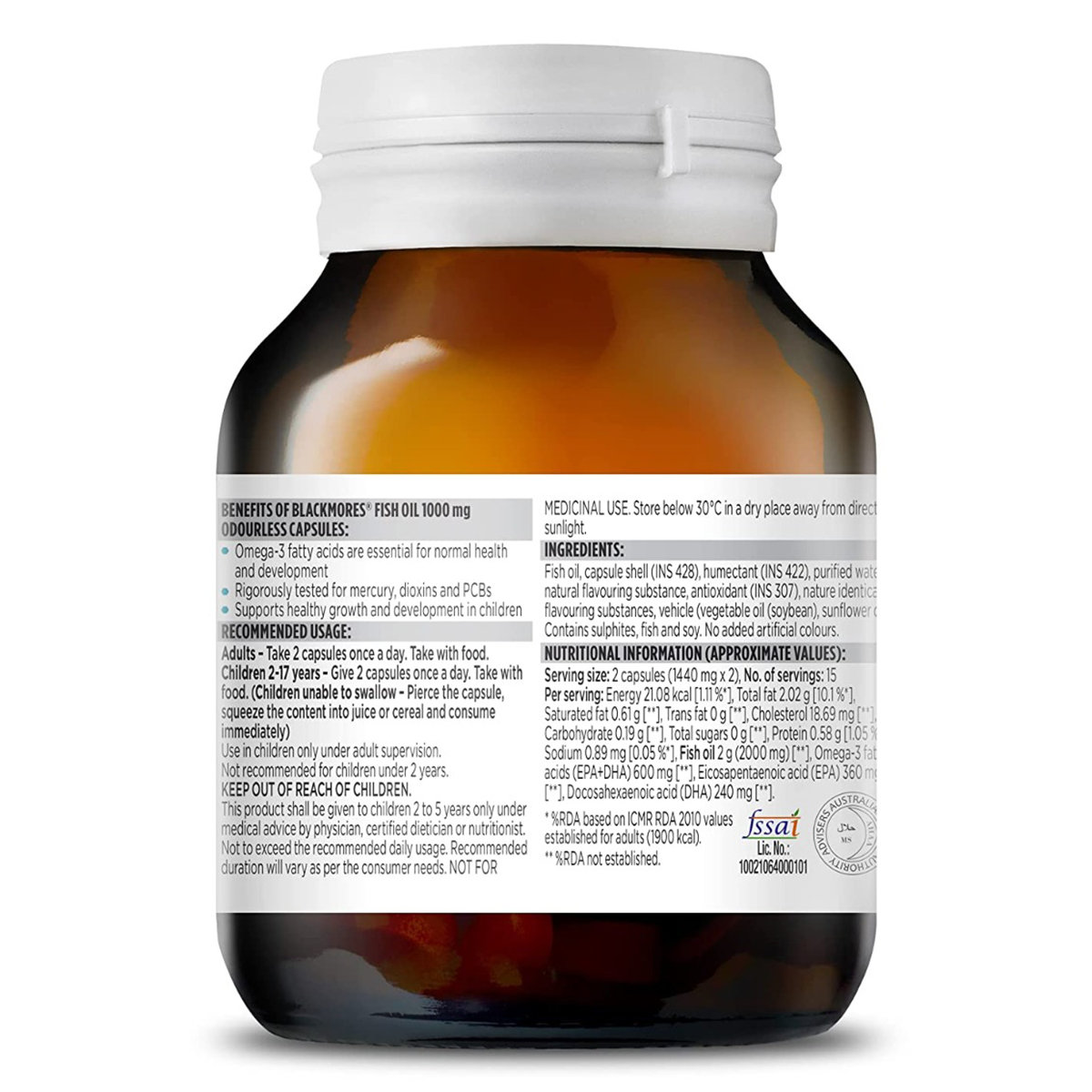 Blackmores Fish Oil 1000 mg Odourless, 30 Capsules, Pack of 1 Blackmores Fish Oil 1000 mg Odourless, 30 Capsules, Pack of 1