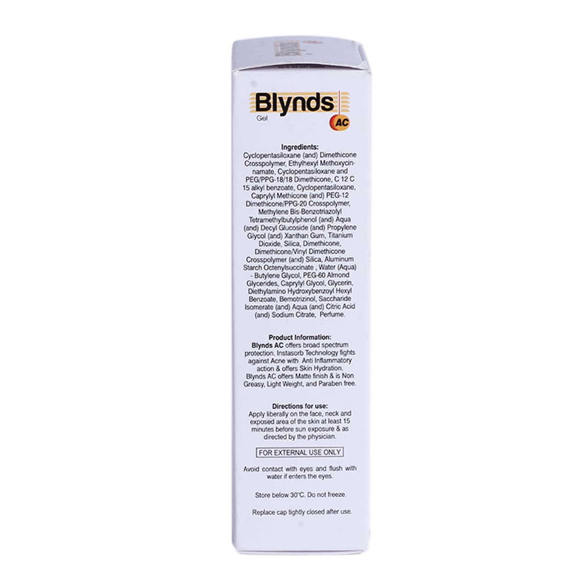 Blynds AC SPF 30+ Sunscreen Gel 50 gm, Pack of 1 Blynds AC SPF 30+ Sunscreen Gel 50 gm, Pack of 1