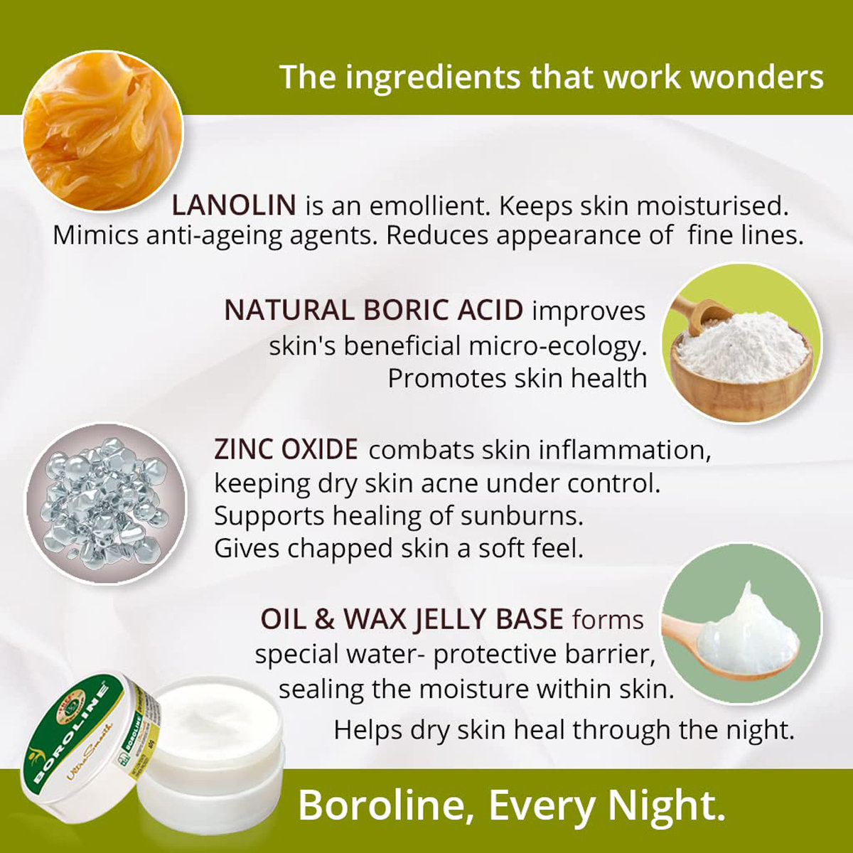 Boroline Ultra Smooth Cream 20 gm | Moisturises Dry, Cracked, Chapped & Rough Skin | Night Cream | For Dry Skin, Pack of 1 Boroline Ultra Smooth Cream 20 gm | Moisturises Dry, Cracked, Chapped & Rough Skin | Night Cream | For Dry Skin, Pack of 1