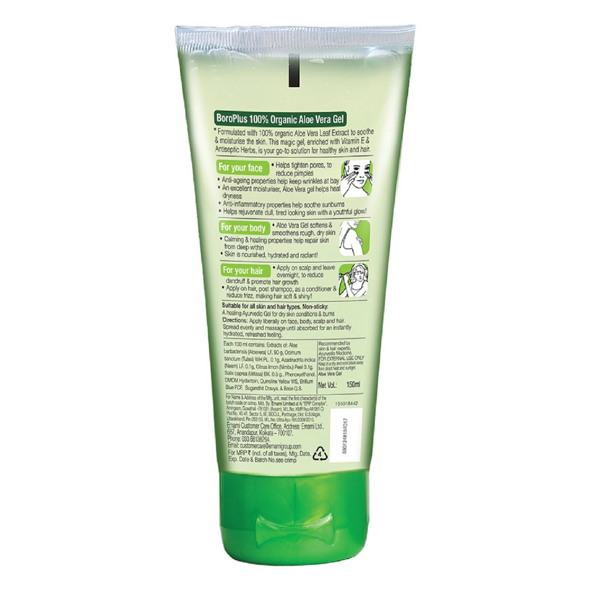 BoroPlus Organic Aloe Vera Gel, 150 ml, Pack of 1 BoroPlus Organic Aloe Vera Gel, 150 ml, Pack of 1
