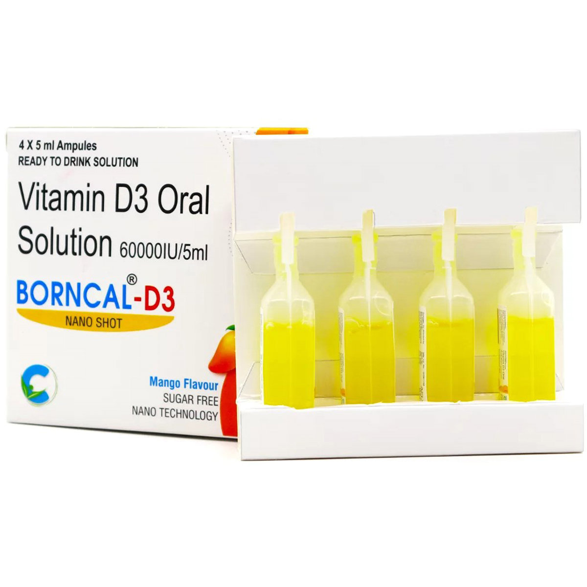 Borncal-D3 60K Sugar Free Nano Shot Solution 5 ml, Pack of 1 SOLUTION Borncal-D3 60K Sugar Free Nano Shot Solution 5 ml, Pack of 1 SOLUTION
